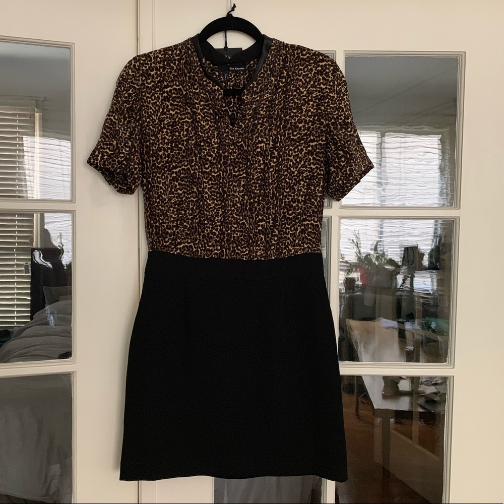 NWT Kooples leopard & leather silk dress